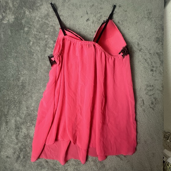 Hot Pink Black Cosmopolitan Babydoll Top Lingerie Camisole Romantic Coquette‎ L - Picture 10 of 12